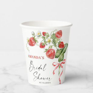 Trendy Watercolor Meadow Strawberry Brautparty Pappbecher