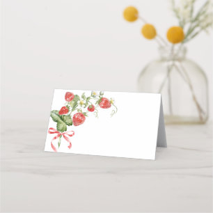 Trendy Watercolor Meadow Strawberry Brautparty Platzkarte