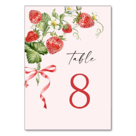 Trendy Watercolor Meadow Strawberry Tischnummer