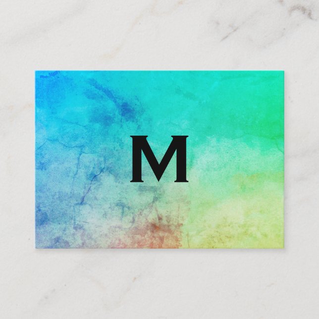 Trendy Watercolor mit Monogramm Visitenkarte (Vorderseite)