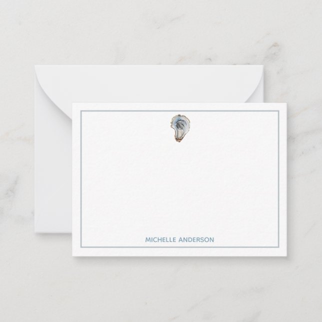 Trendy Watercolor Nautical Oyster Personalized Mitteilungskarte (Vorderseite)