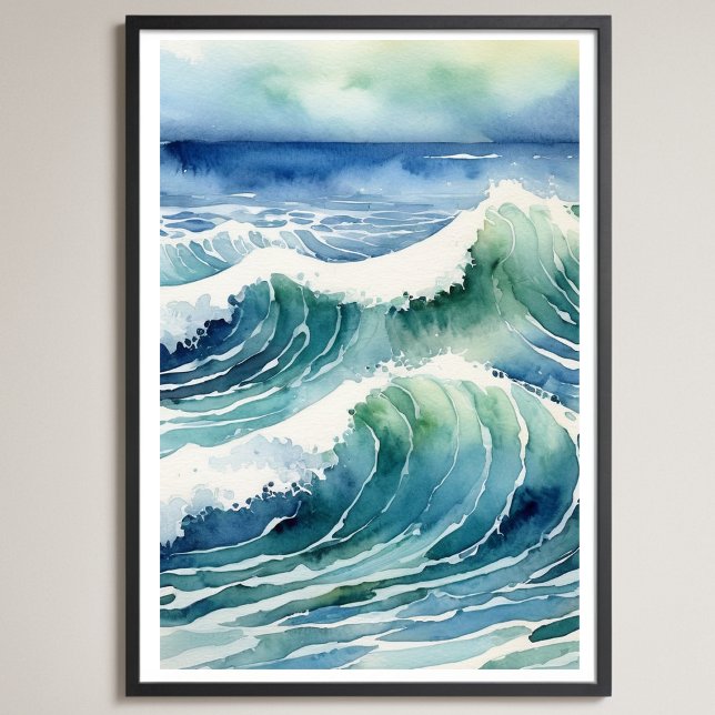 Trendy Watercolor Ocean Beachwave Poster (Von Creator hochgeladen)