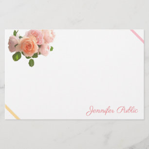 Trendy Watercolor-Rosen-handgeschriebene Briefpapier