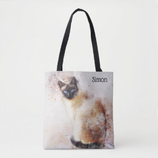 Trendy Watercolor-siamesische Katze personalisiert