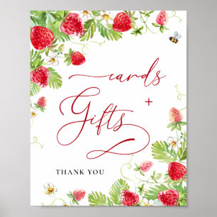 Trendy Watercolor Strawberry Baby Cards und Gesche Poster