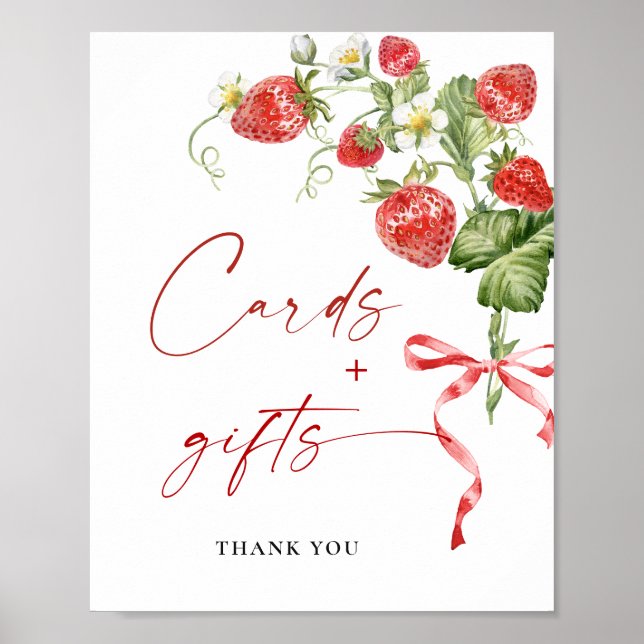 Trendy Watercolor Strawberry Baby Cards und Gesche Poster (Vorne)