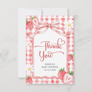 Trendy Watercolor Strawberry Baby Dusche Vielen Da Dankeskarte