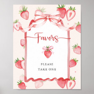 Trendy Watercolor Strawberry Baby Shower Favoriten Poster