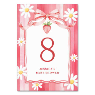 Trendy Watercolor Strawberry Babydusche Tischnummer