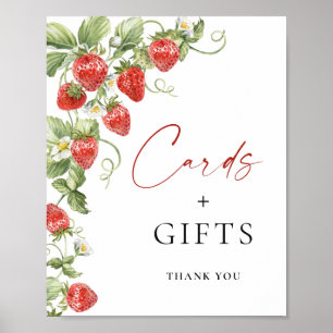 Trendy Watercolor Strawberry Bridal Cards Geschenk Poster