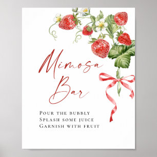Trendy Watercolor Strawberry Bridal Mimosa Bar Poster