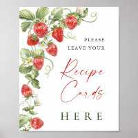 Trendy Watercolor Strawberry Bridal Rezept Karte