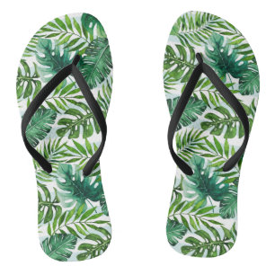 Trendy Watercolor Tropical Blätter Muster Flip Flops