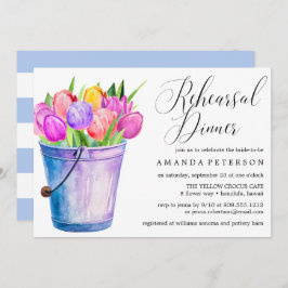 Trendy Watercolor Tulips Rustikale Probe Dinner Einladung