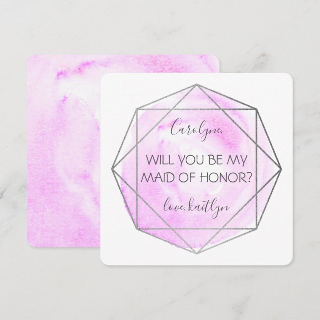 Trendy Waterecolor Diamond | Seid meine Trauzeugin Einladung (Vorne/Hinten)