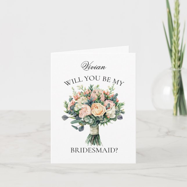 Trendy Wedding Bouquet Bridesmaid Vorschlag Einladung (Vorderseite)