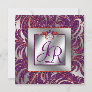 Trendy Wedding Einladender Leaf Floral Lila Orange Einladung