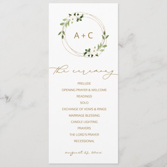 Trendy Wedding Gold Geometric Greenery Wasserfarbe Programm (Vorderseite)