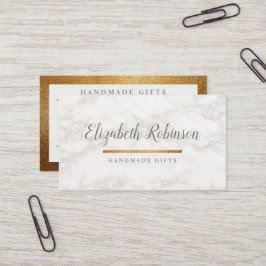 Trendy weiße Marmor-u. GoldGlitzer-handgemachte Visitenkarte