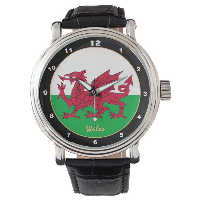 Trendy Welsh Flag Watch, Wales fashion /design Armbanduhr (Vorderseite)