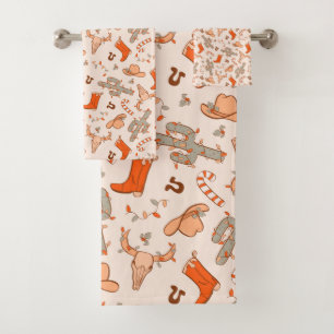 Trendy Western Cowboy Ästhetisches Weihnachtsmuste Badhandtuch Set