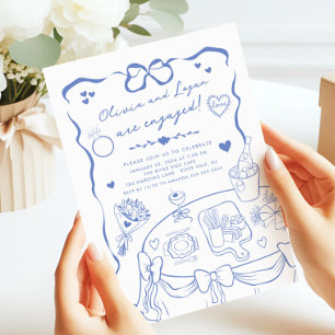 Trendy Whimsical Engagement Party Einladung