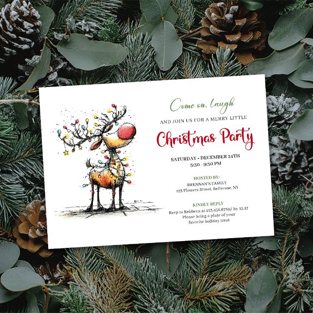 Trendy whimsical reindeer holiday party invite einladung (Trendy whimsical reindeer holiday party invite

)