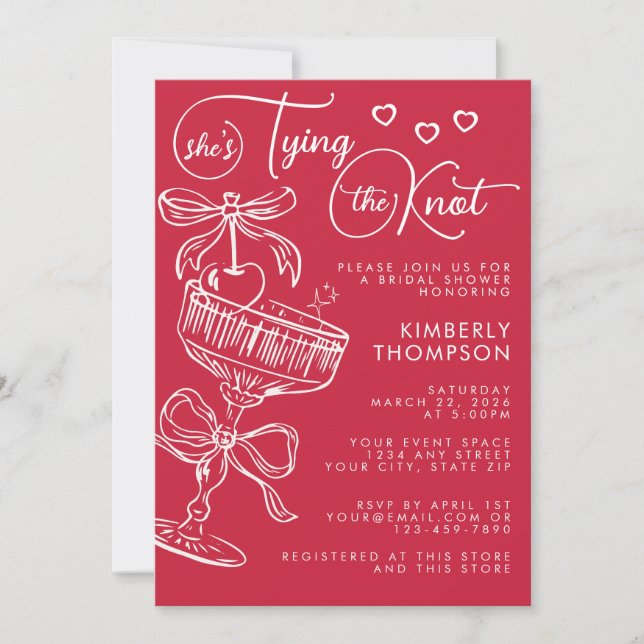 Trendy Whimsical Shes Tying The Knot Bridal Shower Einladung (Vorderseite)