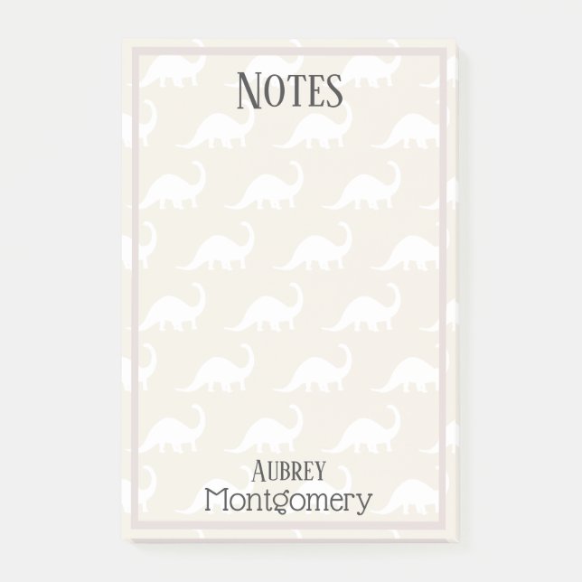 Trendy White Brontosaurus Dinosaurier Personalisie Post-it Klebezettel (Vorderseite)