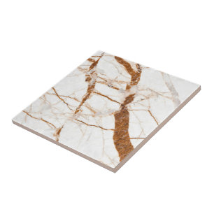 Trendy White Brown Marmor Stone - Glossy Fliese
