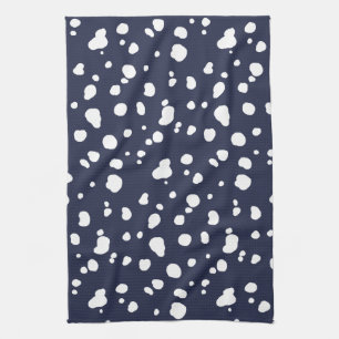 Trendy White Dalmatiner Spots & Navy Geschirrtuch