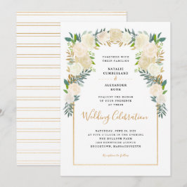 Trendy White Floral Peonies Hochzeitsfeier Einladung