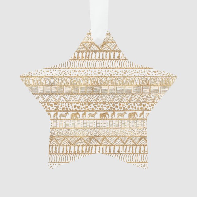 Trendy White Gold Tribal Afrikanisches Muster Ornament (Vorderseite)