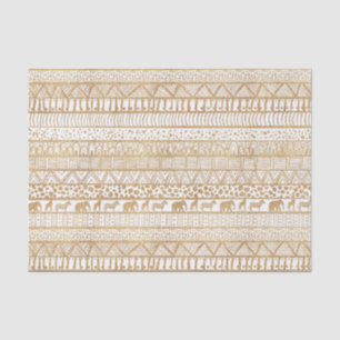 Trendy White Gold Tribal Afrikanisches Muster Seidenpapier