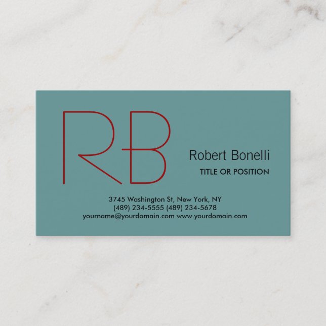 Trendy White Gray Monogram Business Card Visitenkarte (Vorderseite)