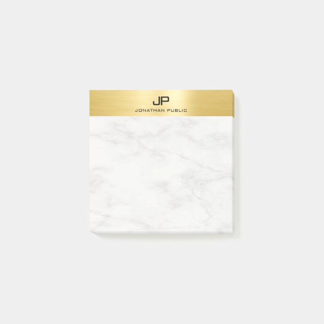 Trendy White Marble Elegant Modernes Gold Look Post-it Klebezettel (Vorderseite)