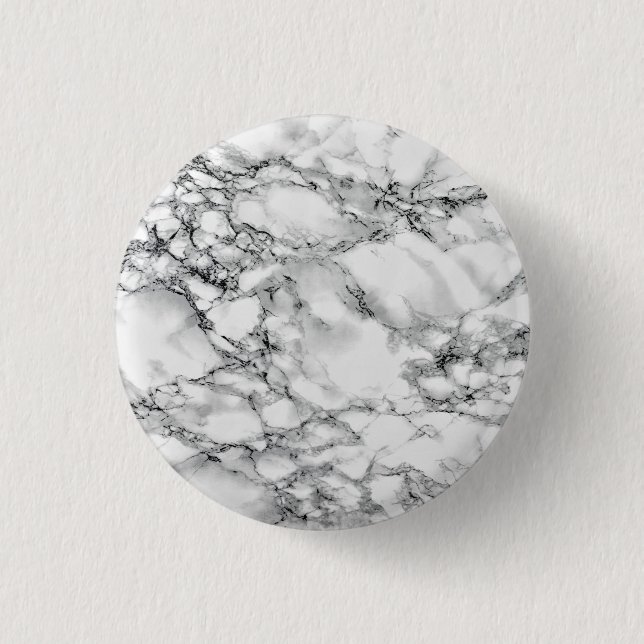 Trendy White Marble Stone Button (Vorderseite)