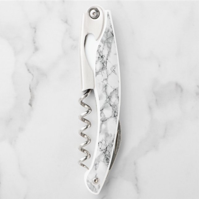 Trendy White Marble Stone Kellnermesser (Vorderseite)
