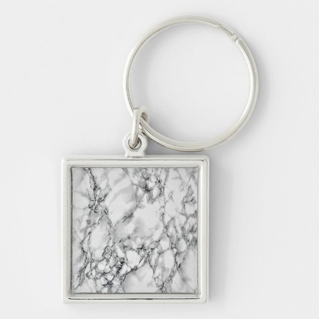 Trendy White Marble Stone Schlüsselanhänger (Vorne)