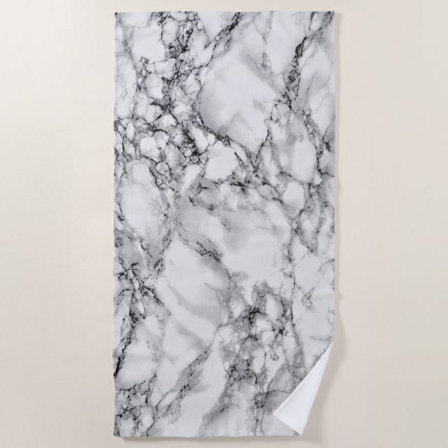 Trendy White Marble Stone Strandtuch (Vorderseite)