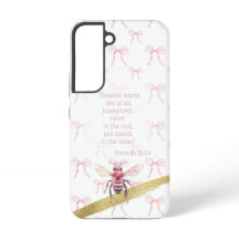 Trendy White Pink Coquette Grid Faith Pink Bee