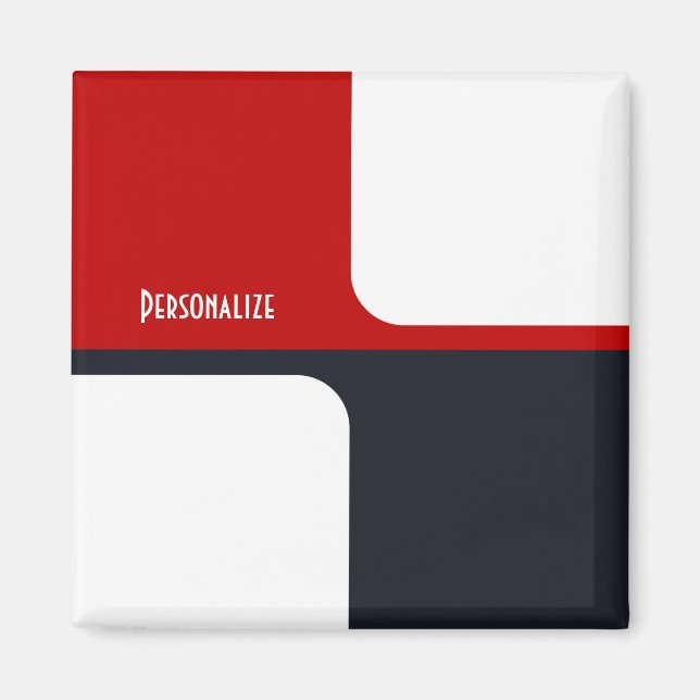 Trendy White Red and Navy Graphic Color Blocks Magnet (Vorne)