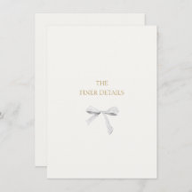 Trendy White Ribbon Wedding Details Enclosure Card