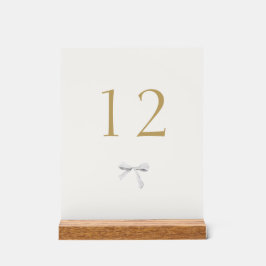 Trendy White Ribbon Wedding Tischnummer Acrylschild