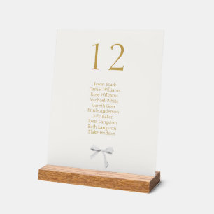 Trendy White Ribbon Wedding Tischnummer & Seating Acrylschild