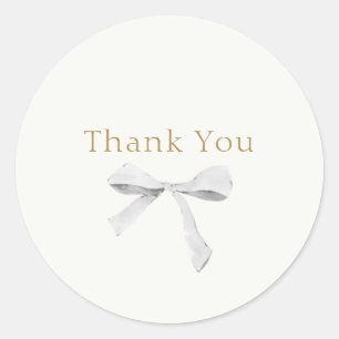 Trendy White Ribbon Wedding Vielen Dank Runder Aufkleber