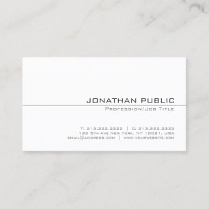 Trendy White Schlicht Sophisticy Simple Design Visitenkarte
