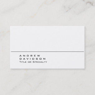 Trendy White Schlicht Stylish Business Card Visitenkarte