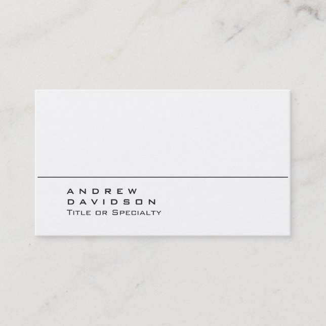 Trendy White Schlicht Stylish Business Card Visitenkarte (Vorderseite)