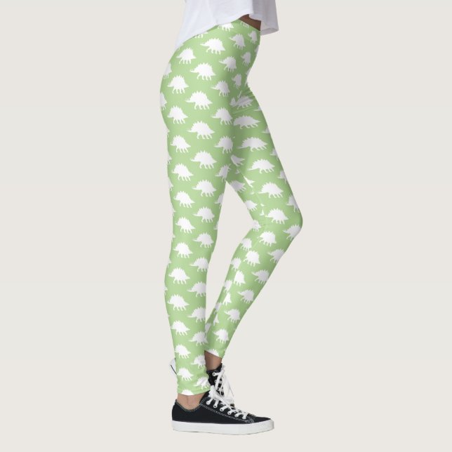 Trendy White Stegosaurus Dinosaurier Silhouetten Leggings (Rechts)